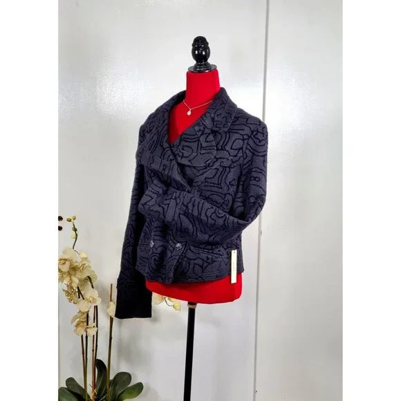 NWT Vertigo Paris Women's Black Wool Modern Day Pea Coat Size XL 1122 - Picture 3 of 13